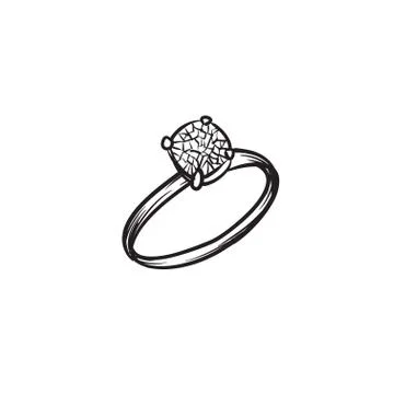 Diamond ring vector hand drawn illustration Stock Illustration