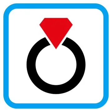 Diamond Ring Vector Icon in a Frame 스톡 일러스트