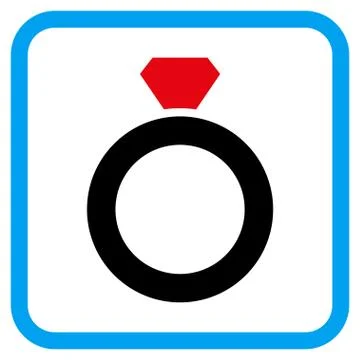 Diamond Ring Vector Icon in a Frame Illustrazione stock