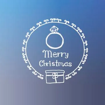 Diamond ring white icon Doodle Christmas Stock Illustration