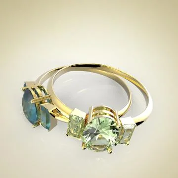 Diamond Rings. Isolated on a light background. 3D illustration Stock Illustration