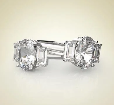 Diamond Rings on a light background. 3D rendering Stock Illustration