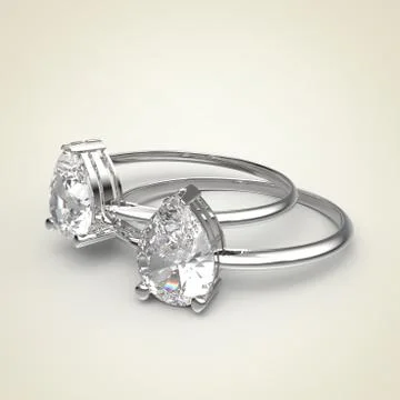 Diamond Rings on a light background. 3D rendering Stock Illustration