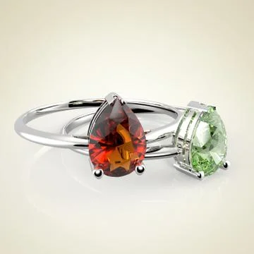 Diamond Rings on a light background. 3D rendering Stock Illustration