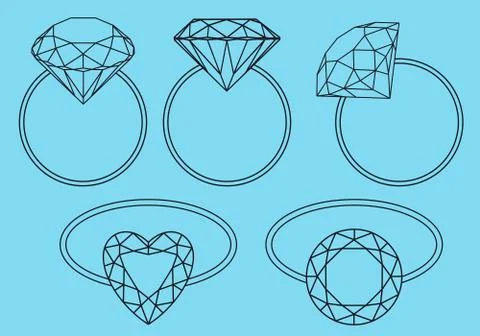 Diamond rings, vector set Stock Illustration