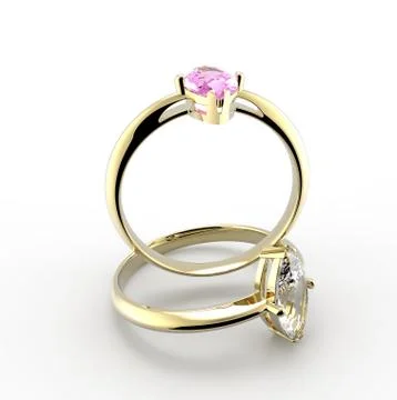 Diamond Rings. on a white background. 3D rendering Stock Illustration