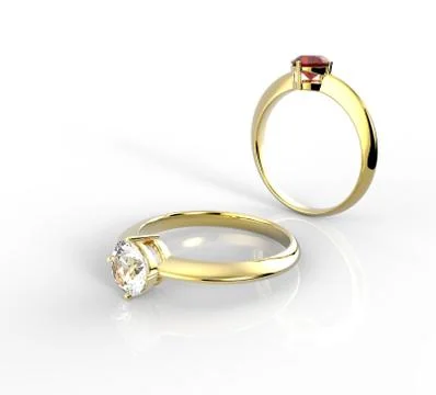 Diamond Rings. on a white background. 3D rendering Stock Illustration