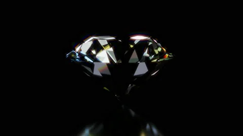 Diamond rotating 360 seamless loop. Isolated crystal diamond refracting rainbow Stock Footage 234924176