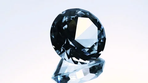 Diamond rotating over white background with reflection. Gemstone, Clear Crystal, Stock Footage 328193543