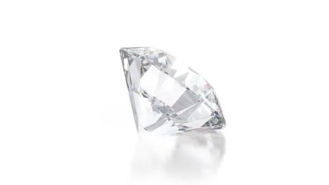 Diamond round cut. Seamless loop animation with alpha matte. 3D rendering Stock Footage 266659963