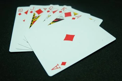 Diamond Royal Flush (All the same suit, sequence A-K-Q-J-T) Stock Photos