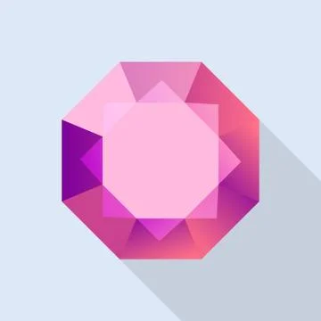 Diamond ruby icon, flat style Illustrazione stock