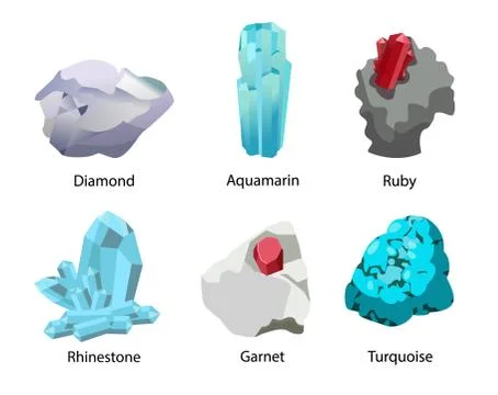 Diamond Ruby Malachite Agate Sapphire Carnelian Stock Illustration