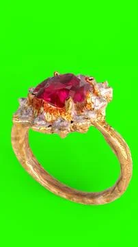 Diamond ruby ring with green background Stock Illustration