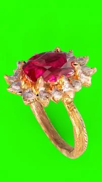 Diamond ruby ring with green background Stock Illustration