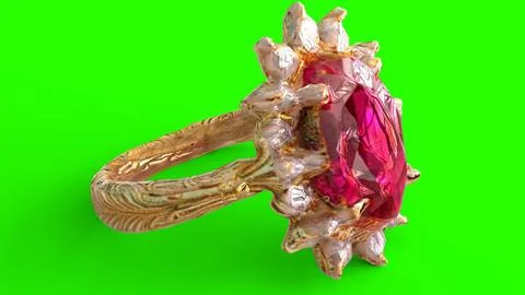 Diamond ruby ring with green background Stock Illustration