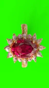 Diamond ruby ring with green background Stock Illustration