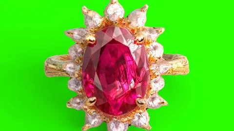 Diamond ruby ring with green background Stock Illustration