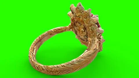 Diamond ruby ring with green background Stock Illustration