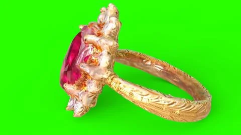 Diamond ruby ring with green background Stock Illustration