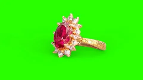 Diamond ruby ring with green background Stock Illustration
