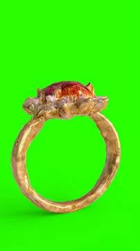 Diamond ruby ring with green background Stock Illustration