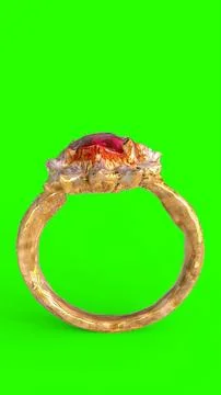 Diamond ruby ring with green background Stock Illustration