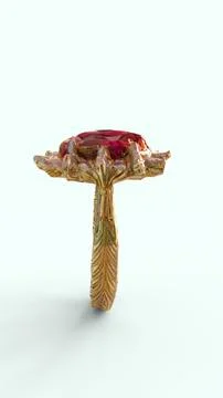 Diamond ruby ring with white background Stock Illustration