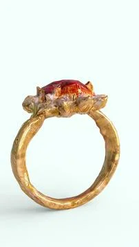 Diamond ruby ring with white background Stock Illustration