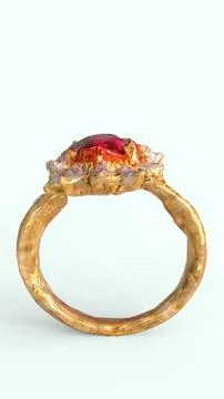 Diamond ruby ring with white background Stock Illustration