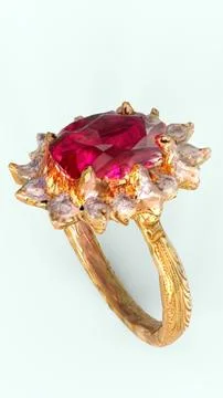 Diamond ruby ring with white background Stock Illustration