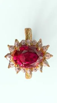 Diamond ruby ring with white background Stock Illustration