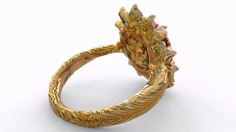 Diamond ruby ring with white background Stock Illustration