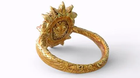 Diamond ruby ring with white background Stock Illustration