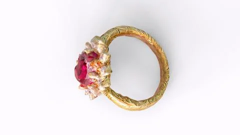 Diamond ruby ring with white background Stock Illustration