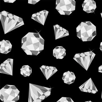 Diamond seamless pattern on black background Stock Illustration
