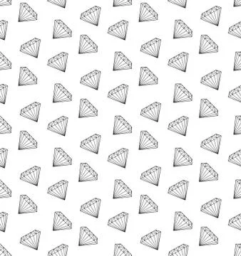 Diamond seamless pattern, line, sketch, doodle style. Modern trendy endless Stock Illustration