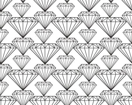 Diamond seamless pattern, line, sketch, doodle style. Modern trendy endless Stock Illustration