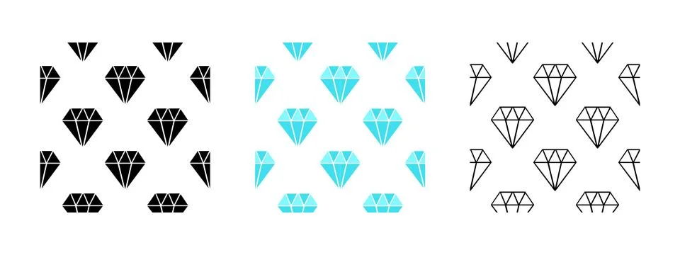 Diamond seamless pattern in three styles Stock Illustration