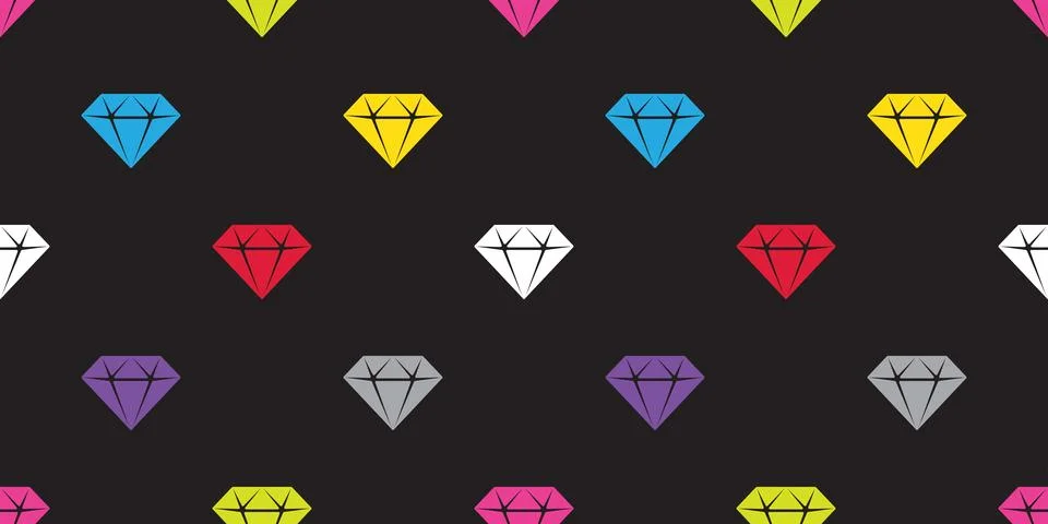 Diamond seamless pattern vector gem jewelry icon wallpaper Stock Illustration
