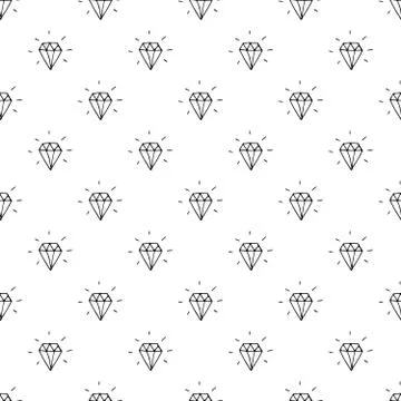 Diamond seamless pattern vector illustration. Hand drawn sketched doodle diam Illustrazione stock
