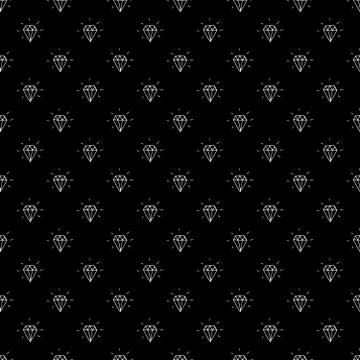 Diamond seamless pattern vector illustration. Hand drawn sketched doodle diam Stock Illustration