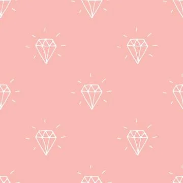 Diamond seamless pattern vector illustration. Hand drawn sketched doodle diam Illustrazione stock