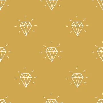 Diamond seamless pattern vector illustration. Hand drawn sketched doodle diam Illustrazione stock