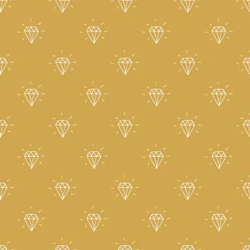 Diamond seamless pattern vector illustration. Hand drawn sketched doodle diam Illustrazione stock