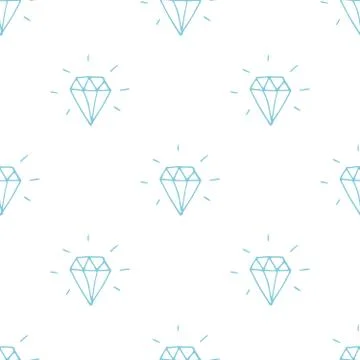 Diamond seamless pattern vector illustration. Hand drawn sketched doodle diam Illustrazione stock