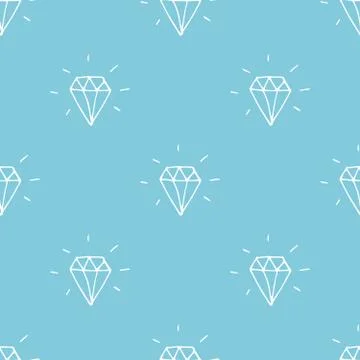 Diamond seamless pattern vector illustration. Hand drawn sketched doodle diam Illustrazione stock