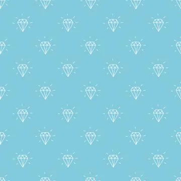 Diamond seamless pattern vector illustration. Hand drawn sketched doodle diam Stock Illustration