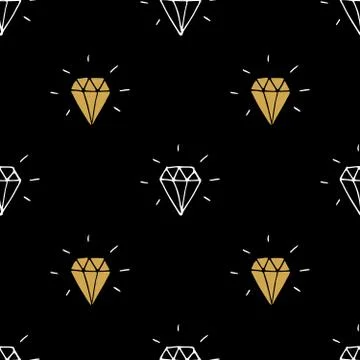 Diamond seamless pattern vector illustration. Hand drawn sketched doodle diam Illustrazione stock