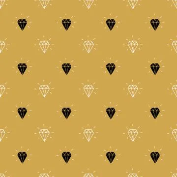 Diamond seamless pattern vector illustration. Hand drawn sketched doodle diam 스톡 일러스트